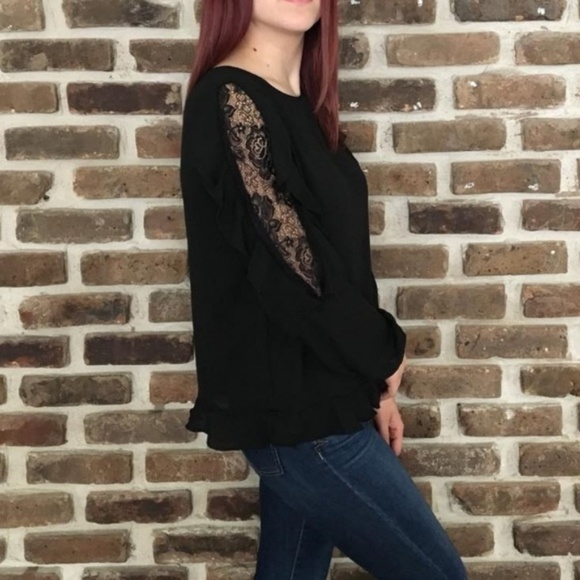 NWT Cynthia Rowley Black Laced Blouse Size Medium - Picture 6 of 8